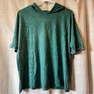BKE |  Dark Teal Raw Edge Hooded T-Shirt Women’s  Small | Style # MK230001 | NWT